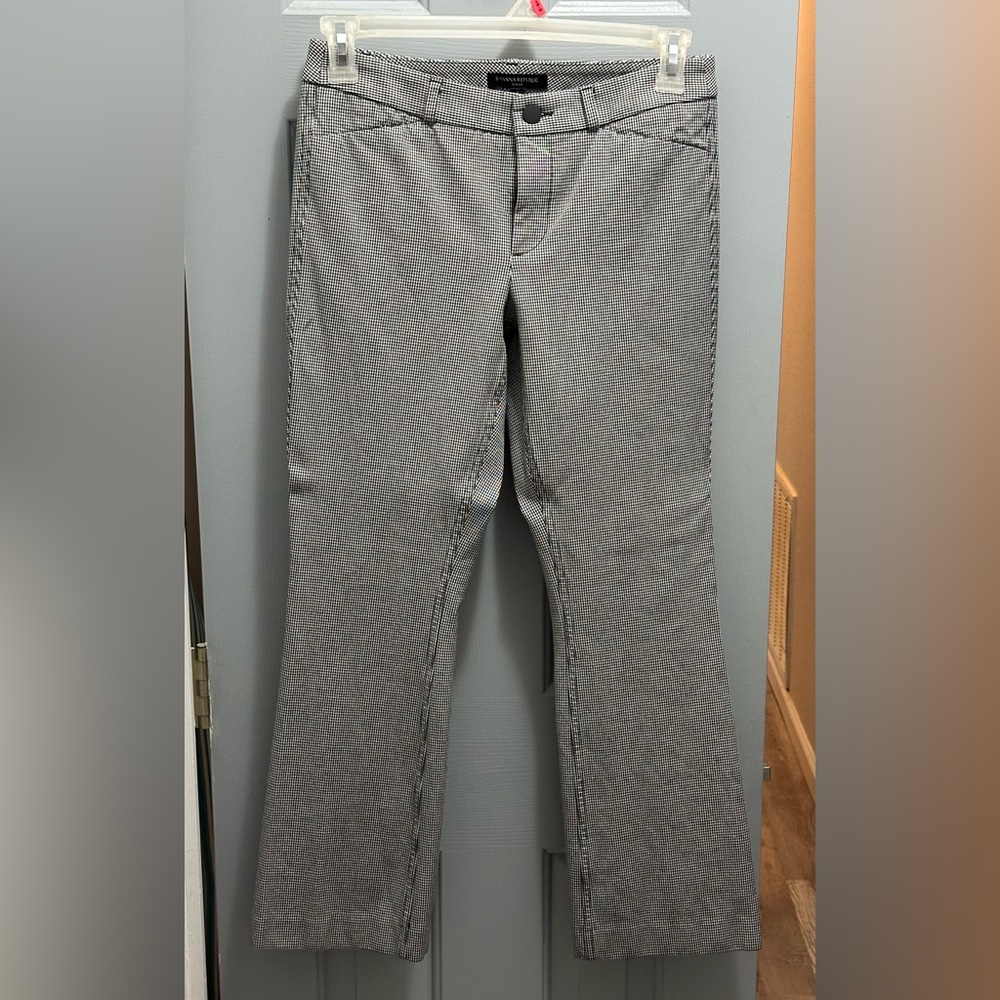 Banana Republic Women's Sloan Fit Pants Size 6 Stretch Black White Houndstooth